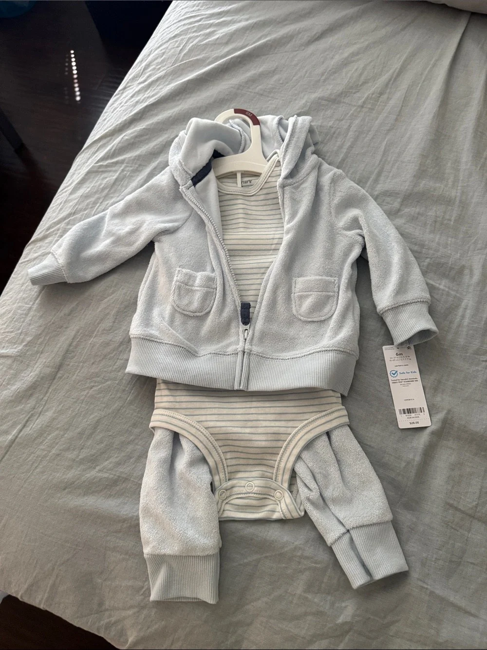 Carter's Light Blue Hoodie & Striped Bodysuit Set